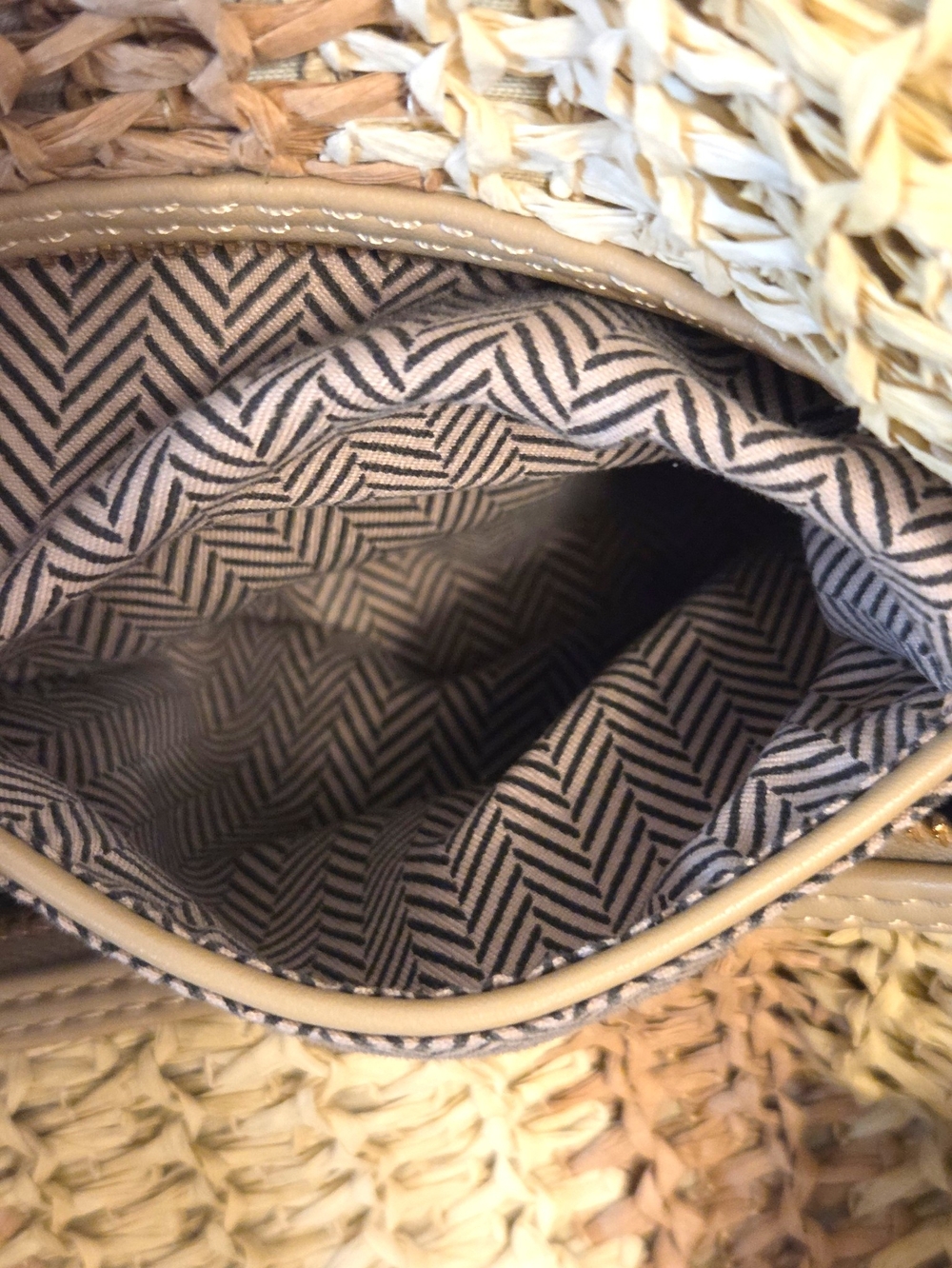 Urban Expressions Striped Woven Straw Hobo Bag Shoulder Slouchy Tote Neutral - Picture 13 of 16